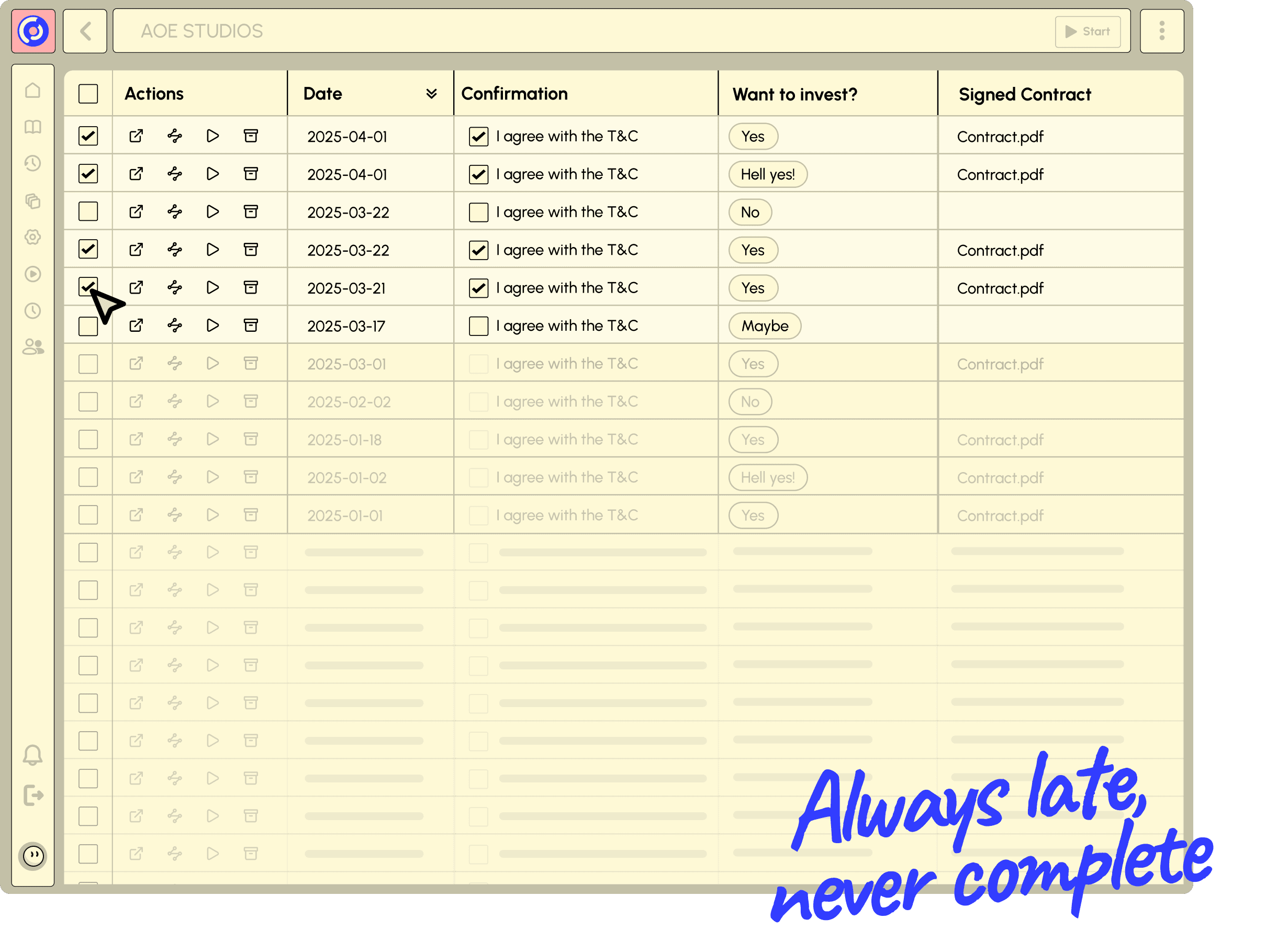 Reconstructing process records after the work is done