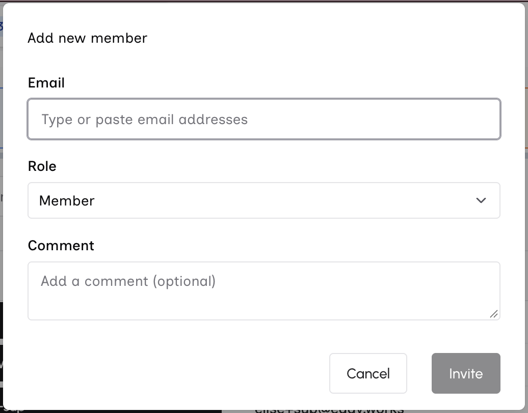Invite Member Dialog