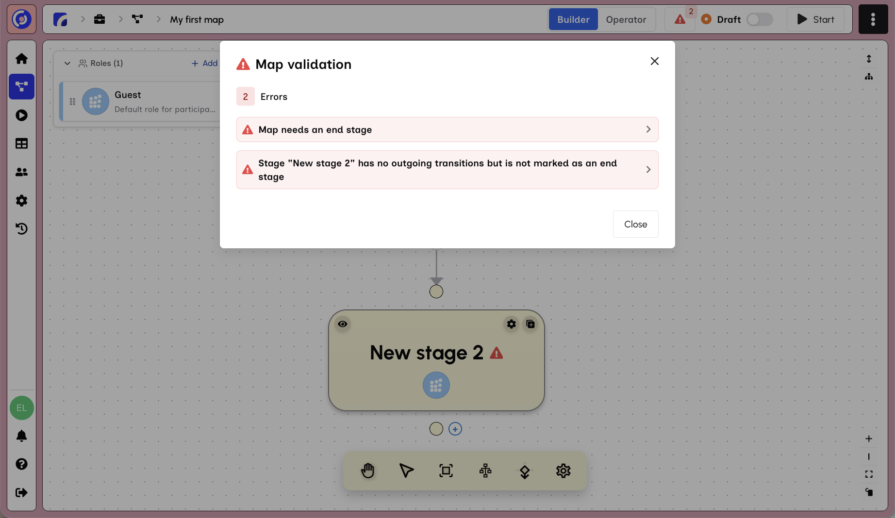 Map Validation Errors