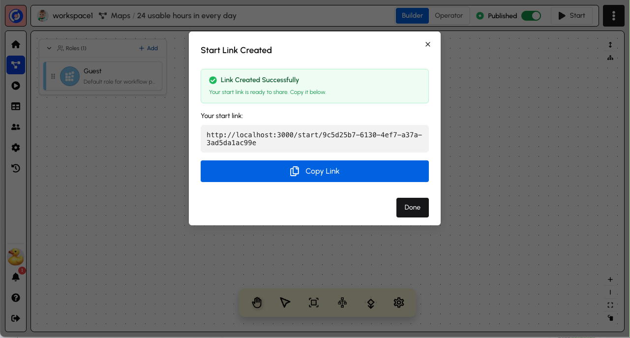Start Link Confirmation