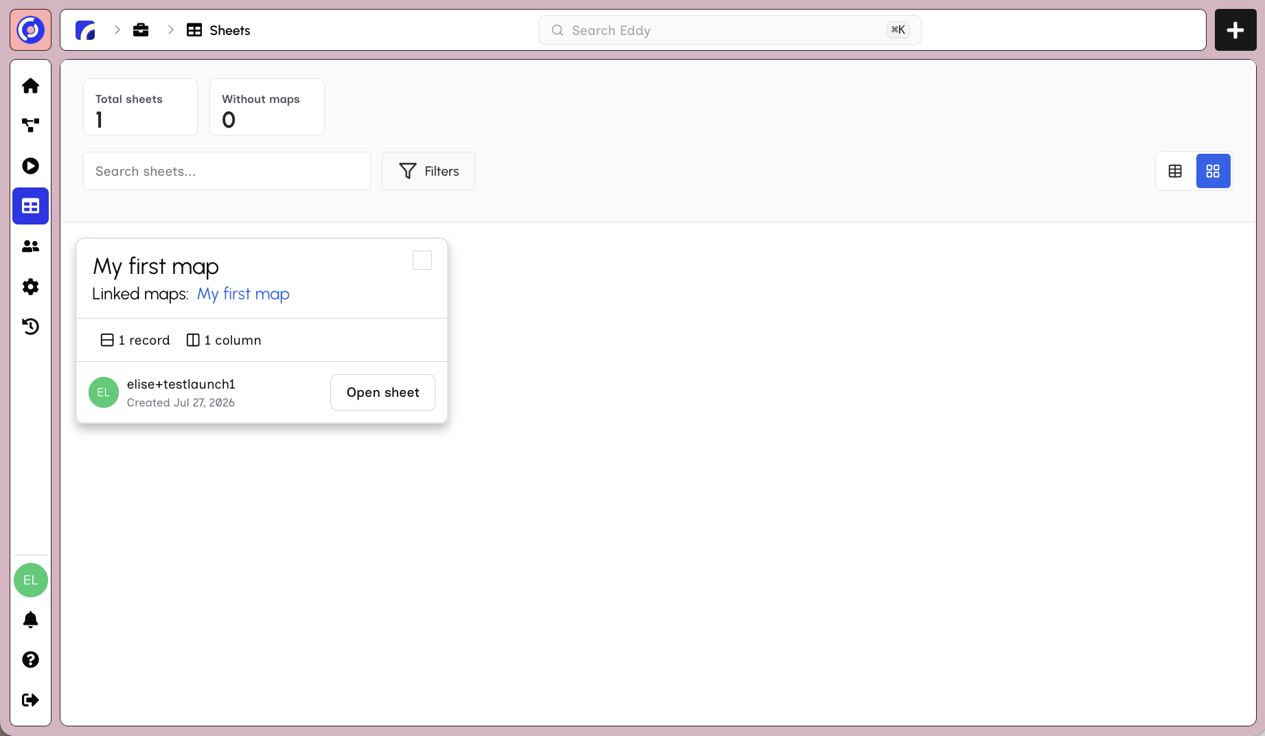 Sheets List Page