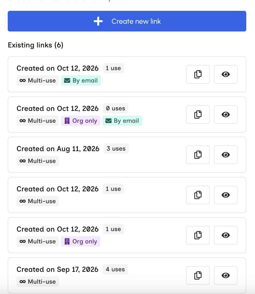 Manage Start Links dialog